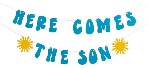 Here Comes The Son Banner - Boy Blue Welcome Little Man Baby