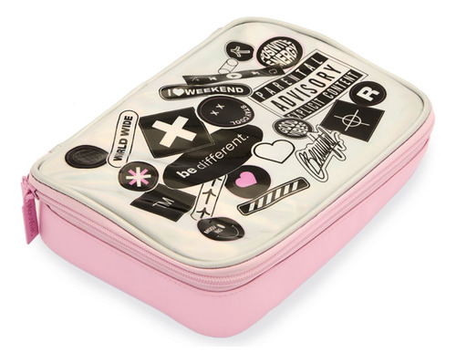 Cartuchera Canopla Trend Girl Power Textil Grande Mooving Color Rosa Claro