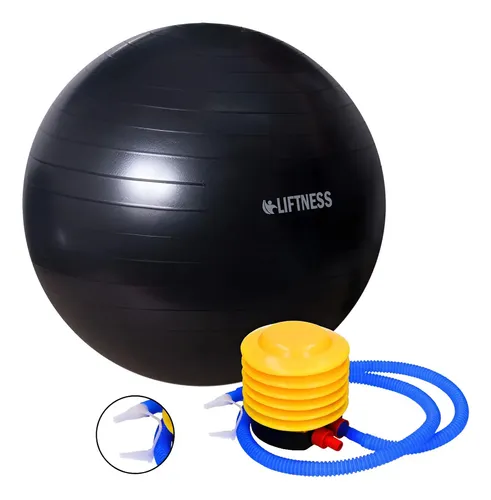 Bola Yoga Suiça Pilates Abdominal Gym Ball com Inflador Pt Cor Preto