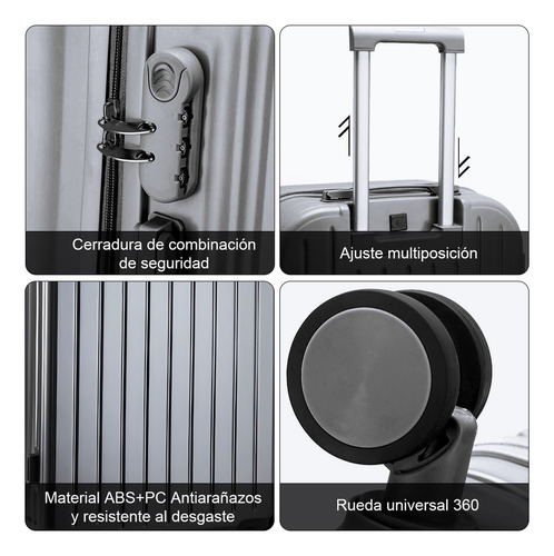 Gvfyy Maleta Mano Viaje 20in 10kg Rigida 4 Ruedas360° Gris Color Espacio Extra Grande Con Portavasos Y Orificio De Carga Portátil