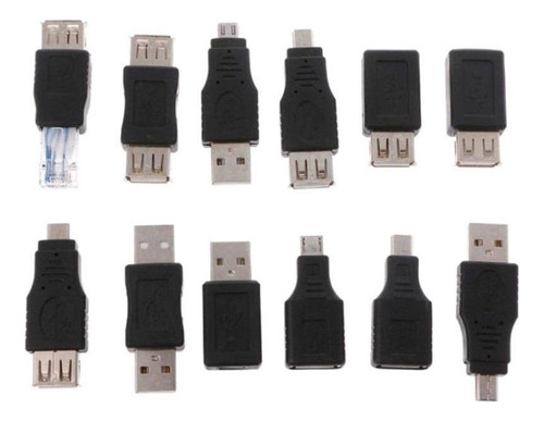 12pcs Otg Usb 2.0 A A Micro Mini Usb Rj45 Convertidor