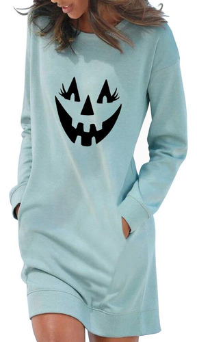 Vestido De Manga Larga Para Mujer Halloween Moda Loose