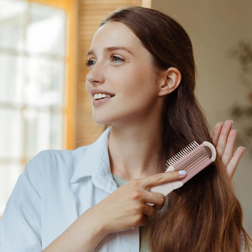 Rhos Cepillo Plegable Con Espejo Para Mujeres, Mini Cepillo