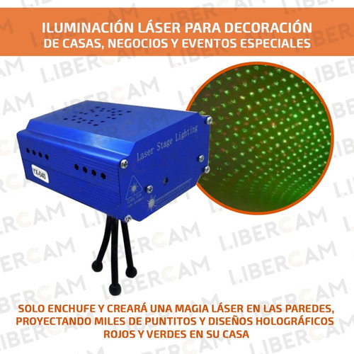 Imagen 4 de 9 de Laser Color Efecto Dj Audioritmico Figuras Fiesta Proyector