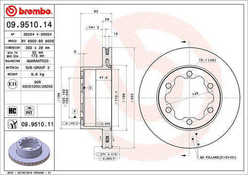 Disco De Freno/ Vw Crafter Van Base 2008 A 2016 Trasero Vent