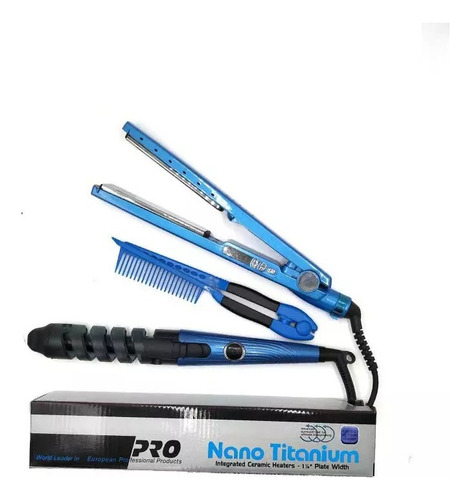 Set 3 En 1 Plancha De Pelo Rizador Peine Hi