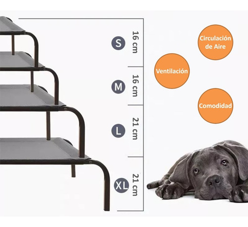 Imagen 3 de 5 de Cama Refrescante En Altura Para Perros Gatos Elevada, Tallas