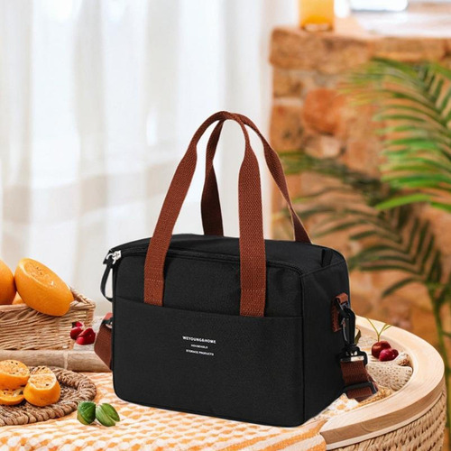 Bolsa Térmica Aislante Para Almuerzo, Bolsa De Mano Negro