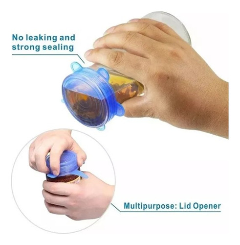 Tapas De Silicon Antiderrame Reusable 6 Piezas