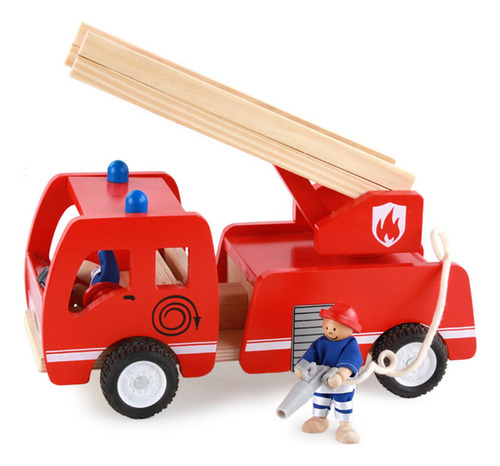 Brinquedo De Madeira Do Caminhão De Bombeiros, Fingir Jogar