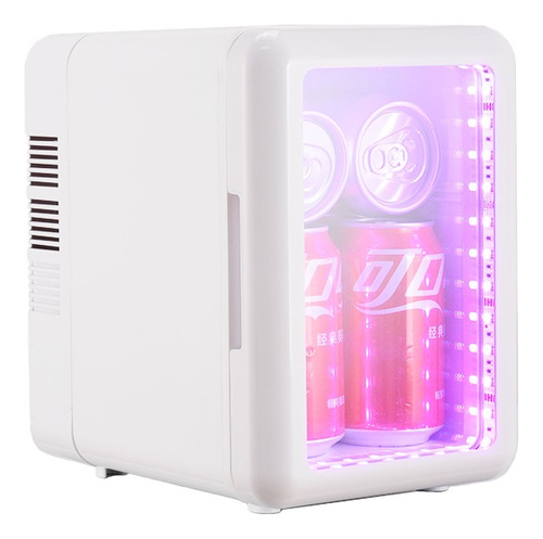 Mini Heladera Led Latas, Cosmeticos 4l Con Cables 220v Y 12v Blanco