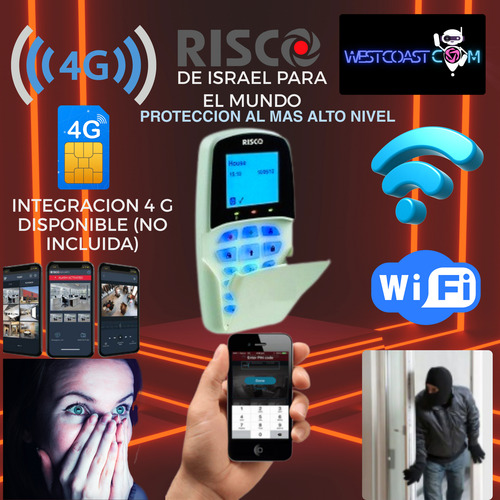Kit De Alarma Premium Israeli Risco Completo App Y Teclado Blanco