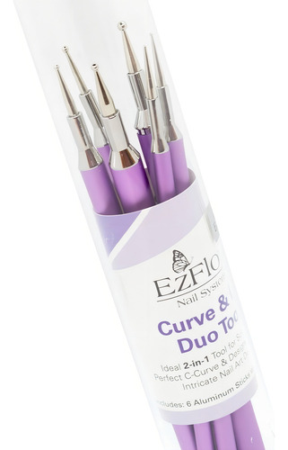 Ezflow Duo Tools Kit Decoración Uñas Dooting Curva Nail Art Color Lila