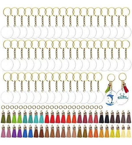 Deayou 200 Pcs Diy Acrylic Keychain, Blancos Claros Vj18j