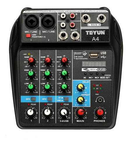 Consola De Mezcla De Sonido Bt Tu04 Canales Audio Monitor Us