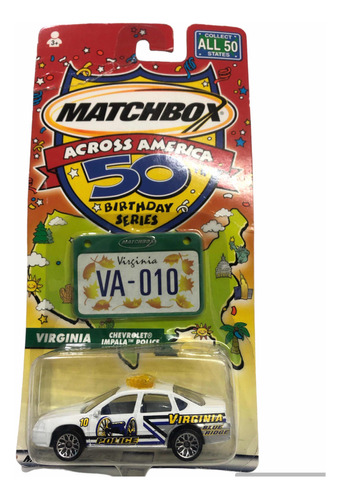 Carro Policial Escala 1/64 Matchbox Edición 50años Con Placa