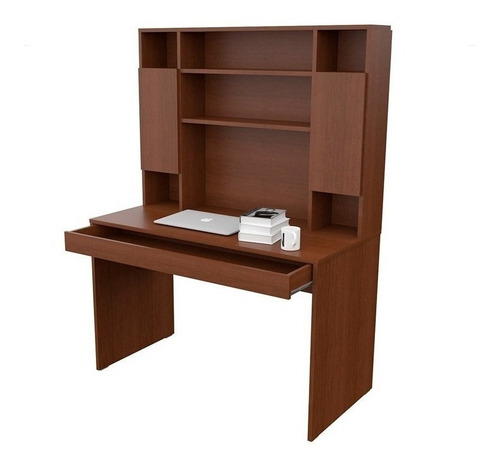 Escritorio Mosconi 720 con alzada 1 cajón melamina de 121m x 168cm x 60cm tabaco