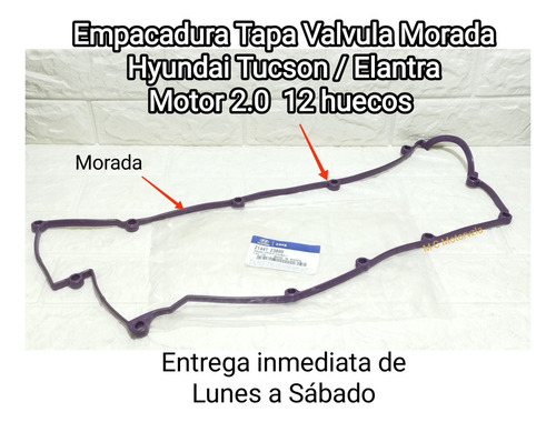 Empacadura Tapa Valvula Morada Hyundai Tucson / Elantra 2.0 
