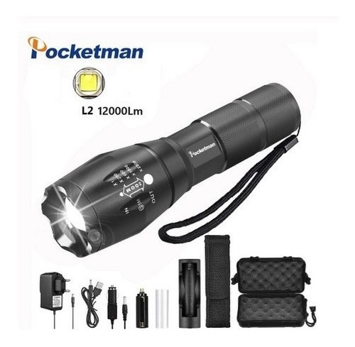 Lanterna Tática Pocketman Xml-l2 12000 Lm Alto Brilho Luz 