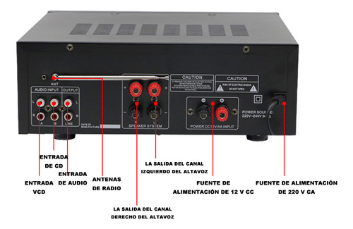 Bomge 326 Amplificador De Audio Para Auto Casa Bluetooth Color Negro