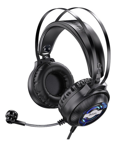 Audifono Gamer Con Microfono Gaming  Luces Led Rgb Hoco W101 Color Negro