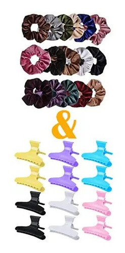 16 Pcs Velvet Hair Scrunchies For Women's Hair With 12 Pack 