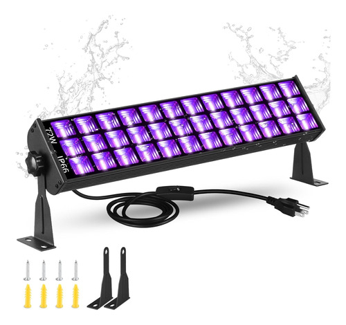 Luz Led Uv Negra 72w Impermeable Pintura Corporal