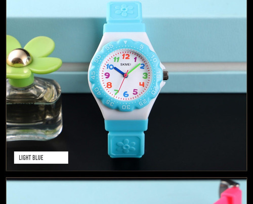 Reloj Mujer Chicos Skmei 1483 Analógico Color Impacto Online Fondo Lightblue Lbu