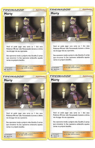 4x Cartas Pokemon Treinador Morty - Apoiador