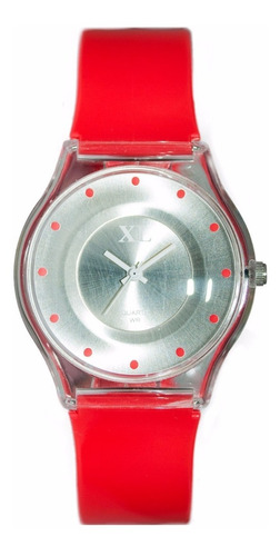 Reloj Xl Extra Large Moda Silicona Dama Xl468 Rojo