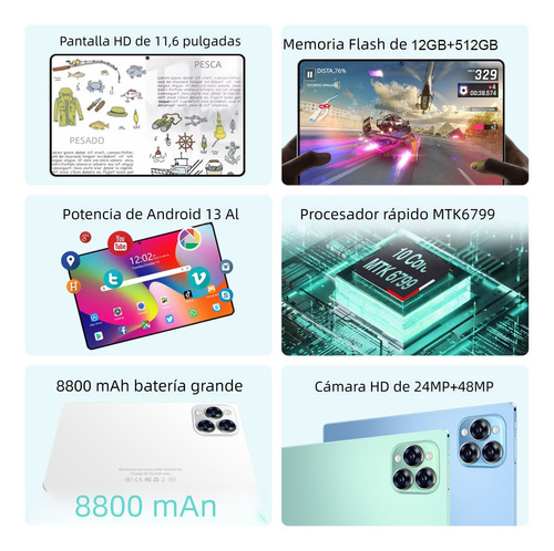 Tablet Hancdon Pro12 11.6inch Hd Android 13 512gb +12gb Ram Con Teclado Tablet Android Con Sim Card Wifi Bluetooth