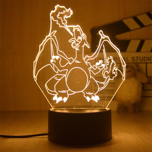 Lampara 3 D Led Charizard Poke 7 Colores