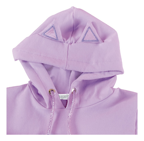 Coqueta Sudadera Lila Con Gorro Para Niña Talla 4-12