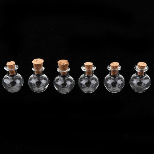 ) 6 Piezas De Botellas Y Tarros De Corcho De Vidrio.