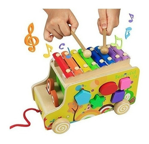 Juguete De Madera Niños Didáctico Multifuncional Xilófono