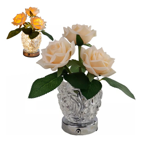 Linterna Decorativa De Flores Artificiales Con Luz Led