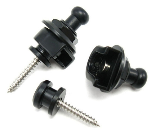 Par Strap Lock Trava Correia Guitarra Violão Baixo 2 Cores Cor Preto