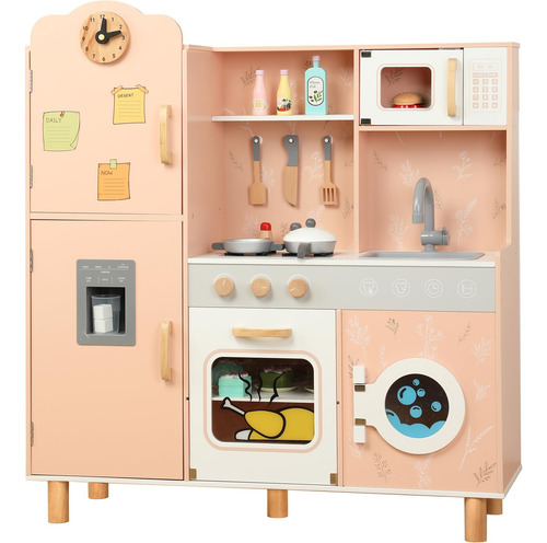 Set De Cocina De Madera Para Niños Con Diseño Realista Color