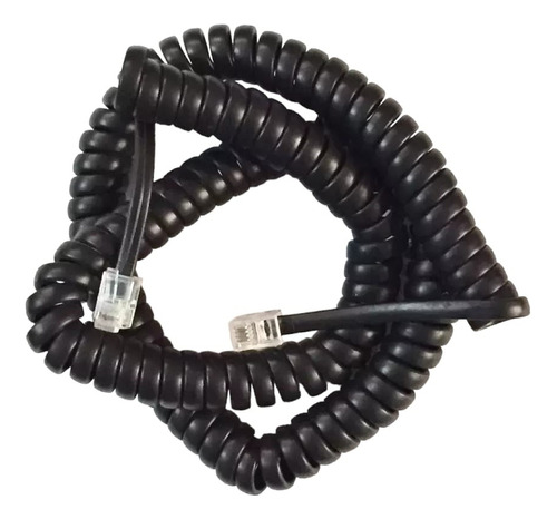 Cable Rulo Extensible De Teléfono Fijo Rj9 X 90cm Negro