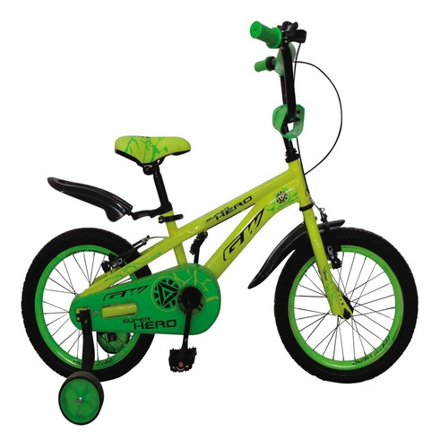 Bicicletas Gw Super Hero Rin 12 Con Auxiliares Niño/a Verde