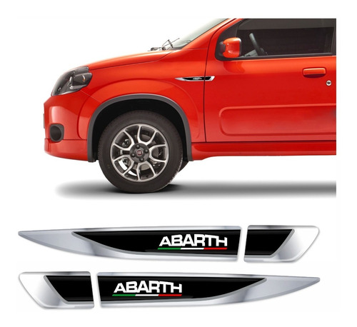 Adesivo Aplique Lateral Fiat Uno Abarth Emblema Par Res48