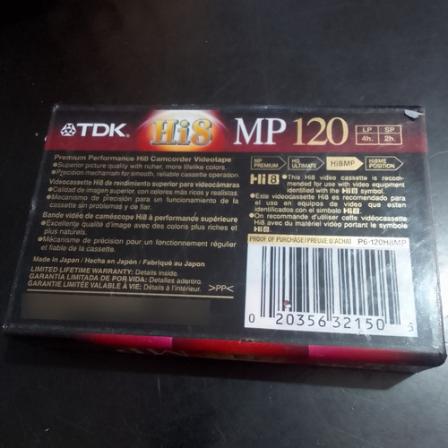 Tdk Hi8 120 Mp Videocasete