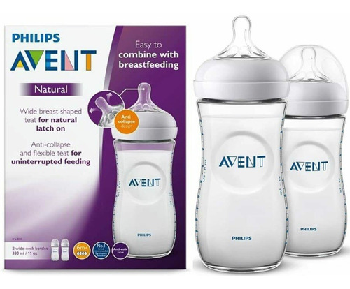 Biberon Avent Natural 2.0 Pack 2 Uni De 330 Ml