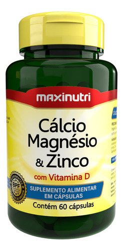 Cálcio Magnésio E Zinco + Vitamina D 600mg 60 Cáps Maxinutri