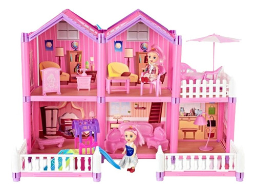 Casa De Muñecas Infantil Con Muebles Y Animales 48x28x34 Cm