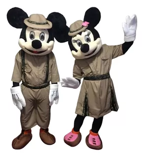Fantasia Mascote Casal Mickey E Minnie Safari Luxo