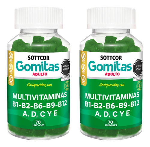 Multivitamina Para Adultos Gomitas Sottcor 100g Chicle X2