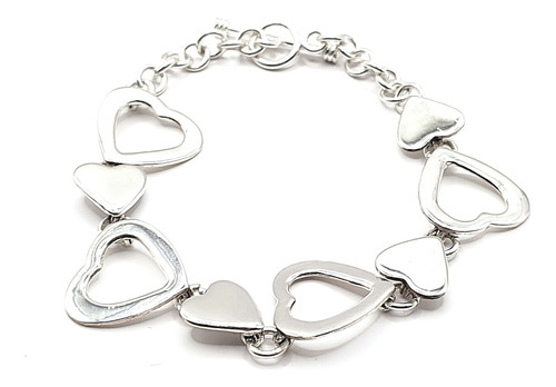 Pulsera De Corazones Plata .925