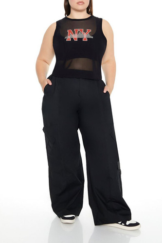 Remera Forever 21 Plus Size Rhinestone New York Tank Top