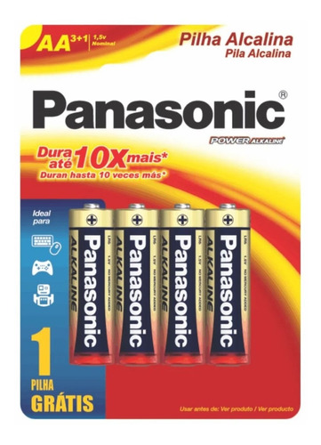 04 Pilhas Aaa Alcalina Panasonic Original 1 Cartela Alkaline